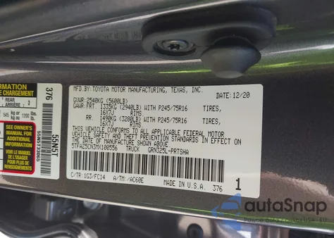 2021 Toyota Tacoma Sr5 V6 из США, поврежденный, VIN 5TFAZ5CN3MX100556